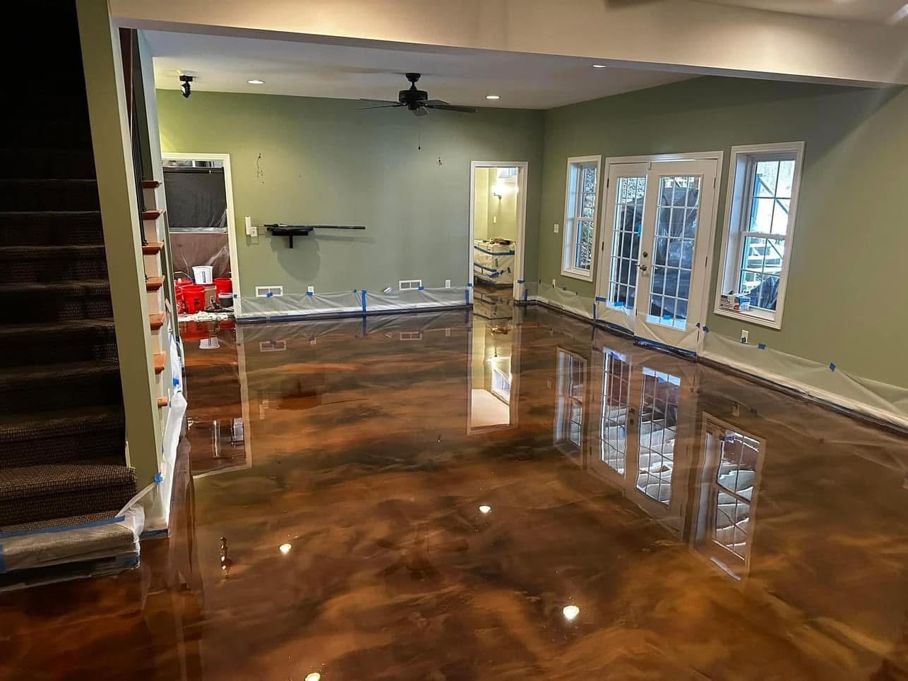Epoxy floor coating by Devine Custom Painting in Evansville, IN